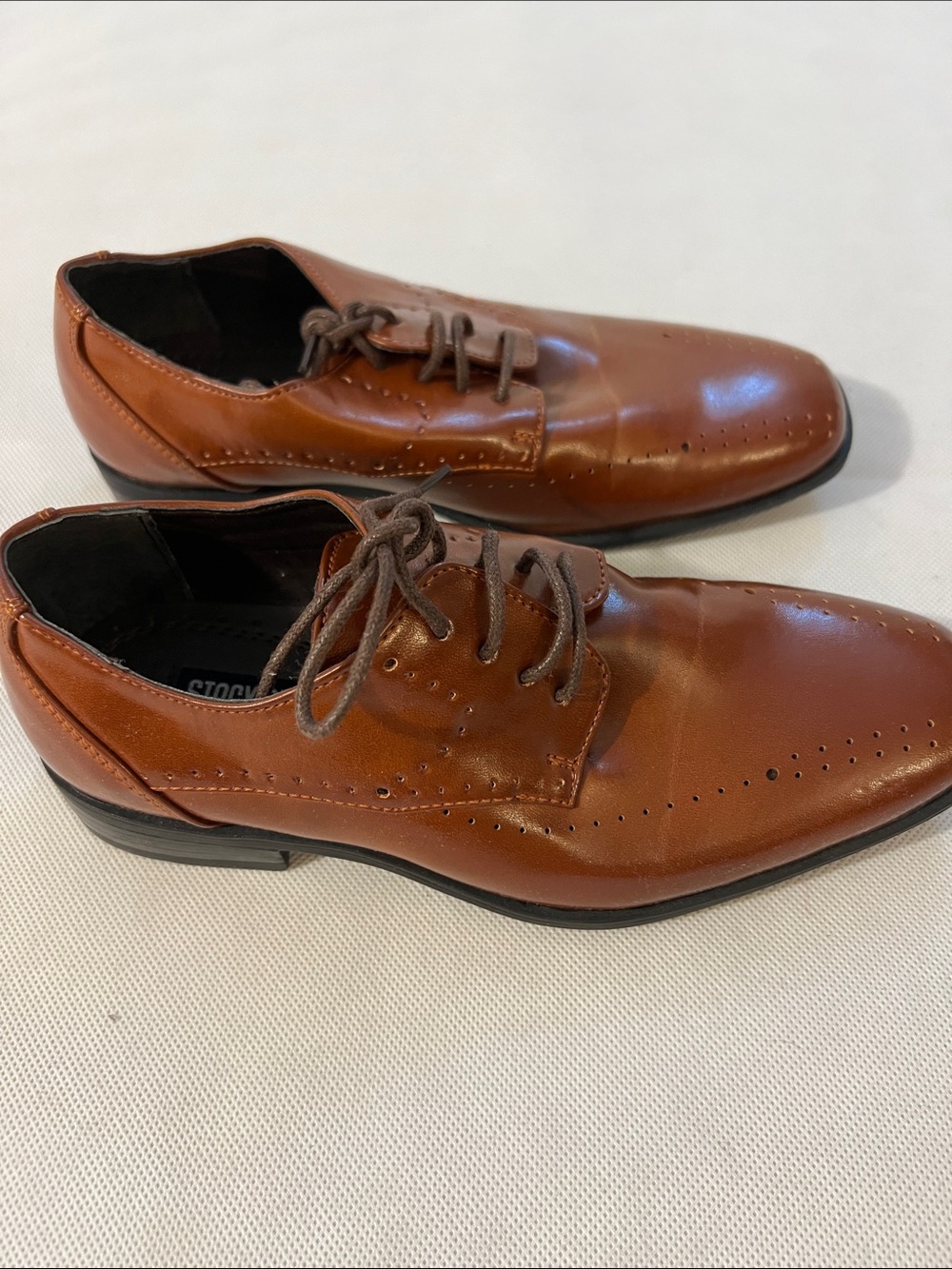 Stacy Adams Cognac Brown Leather Lace-Up Derbys